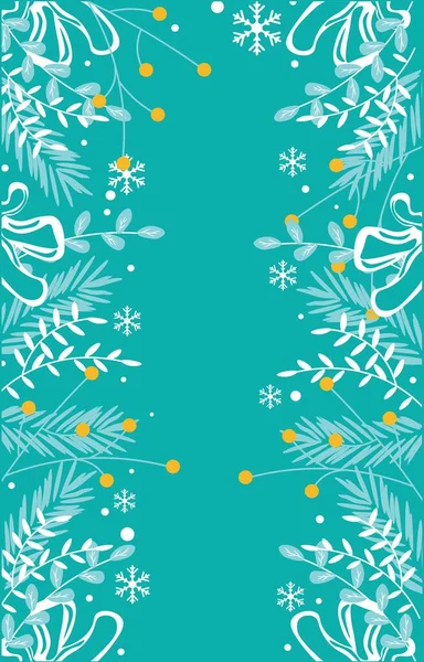ターコイズの背景に花の装飾とデザインのためのクリスマスバナー — ストックベクタ