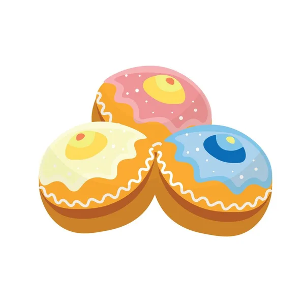 Donuts Saborosos Para Hanukkah Fundo Branco — Vetor de Stock