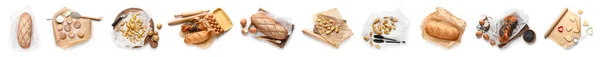 白底烤面包及烤土豆烘烤纸系列 — 图库照片