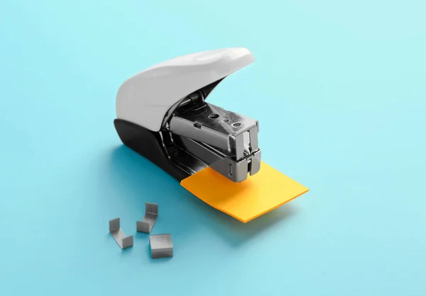 Stapler Paper Notes Staples Color Background — Stock Photo, Image