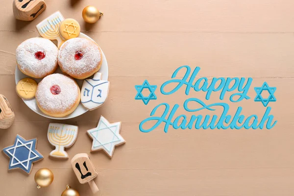 Greeting Card Hanukkah Treats New Year Decor — Stock Photo, Image