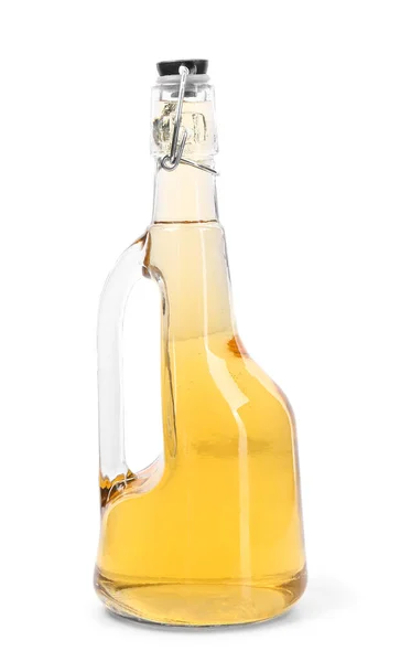 Γυάλινο Μπουκάλι Ξύδι Μηλόξυδο Απομονωμένο Λευκό Φόντο — Φωτογραφία Αρχείου