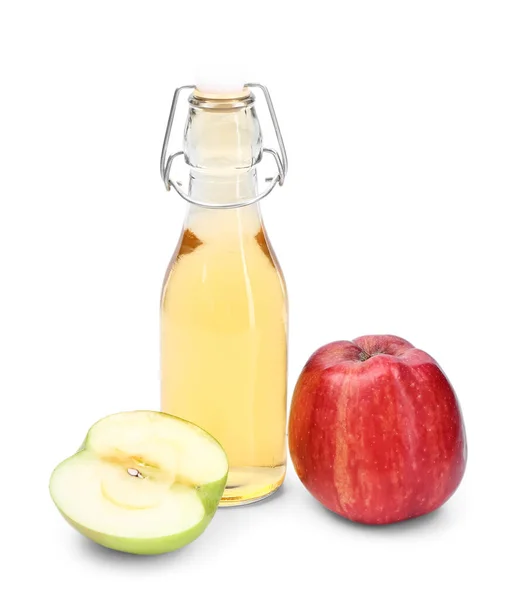 Bottle Apple Cider Vinegar Isolated White Background — Stock Photo, Image