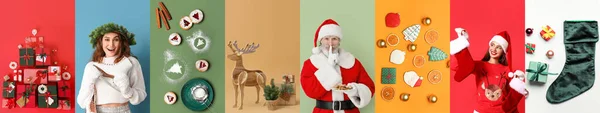 Elegante Collage Para Feliz Navidad Feliz Año Nuevo —  Fotos de Stock