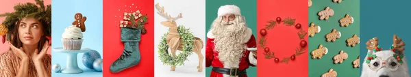 Kreative Collage Für Frohe Weihnachten Und Einen Guten Rutsch Ins — Stockfoto