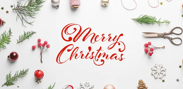 Beautiful Christmas Greeting Card Decor White Background — Stock Photo, Image