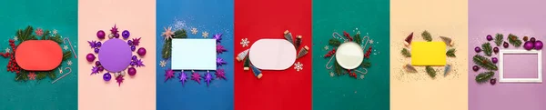 Зіткнення Чудовими Різдвяними Композиціями Барвистому Фоні — стокове фото