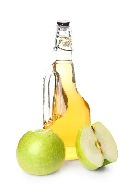 Пляшка Свіжого Яблучного Оцту Фруктів Білому Тлі — стокове фото