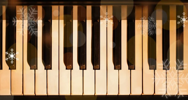 Клавіші Класичного Піаніно Вид Зверху Святкування Різдва — стокове фото