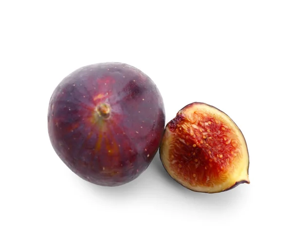Fresh Ripe Figs Isolated White Background — Stock Photo, Image