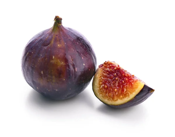 Fresh Ripe Figs Isolated White Background — Stock Photo, Image