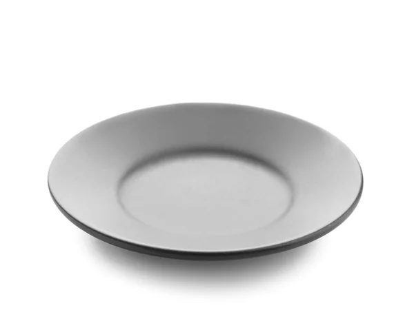 Black Ceramic Plate White Background — Stock Photo, Image