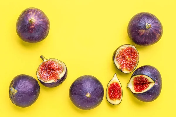 Sweet Ripe Figs Yellow Background — Stock Photo, Image