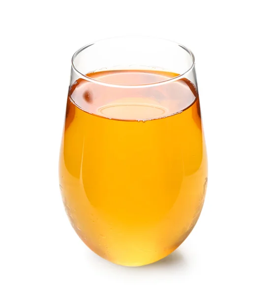 Glas Färsk Äppeljuice Isolerad Vit Bakgrund — Stockfoto
