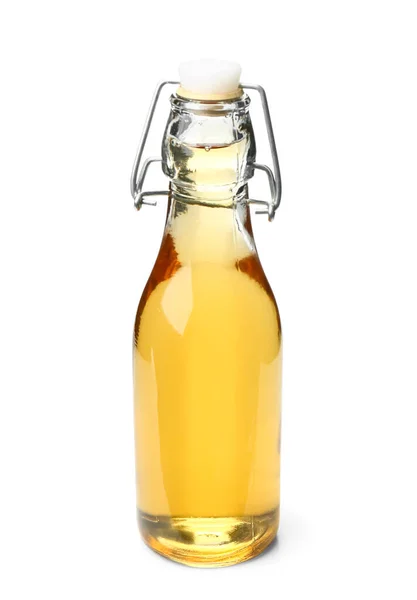 Бутылка Свежего Яблочного Сока Белом Фоне — стоковое фото