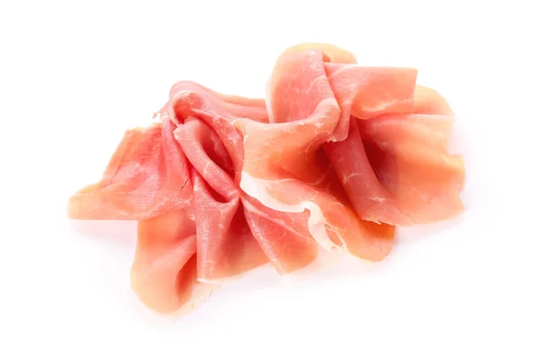 Heap Tasty Sliced Ham White Background — Stock Photo, Image