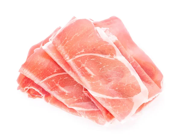 Plakken Smakelijke Ham Geïsoleerd Witte Achtergrond — Stockfoto