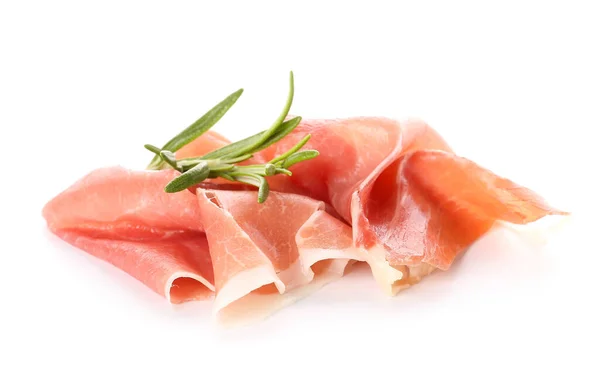 Heap Tasty Sliced Ham Isolated White Background — Stock Photo, Image