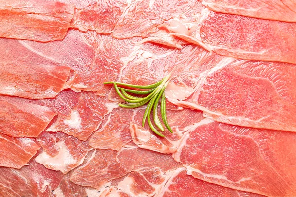 Slices Delicious Ham Rosemary Closeup — Stock Photo, Image