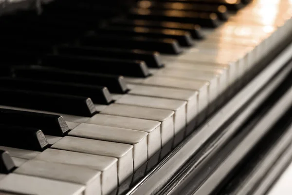 Keys Classic Grand Piano Closeup — Stock Photo, Image