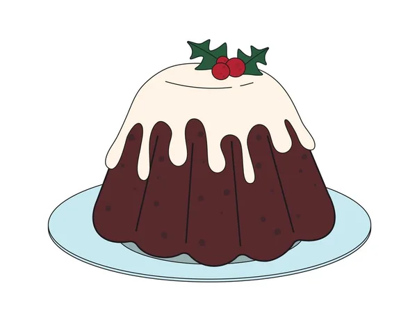 Leckere Schokolade Weihnachtskuchen Auf Weißem Hintergrund — Stockvektor