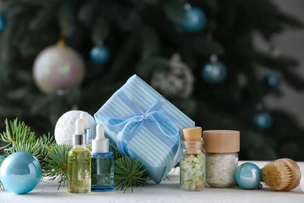 Christmas Spa Set Gift Table — Stock Photo, Image