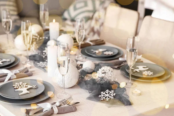 Magic table setting for Christmas dinner at home