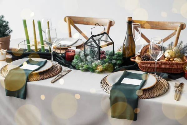 Romantic Table Setting Christmas Dinner Room — Stock Photo, Image