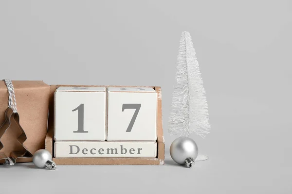 Cube Calendar Date December Christmas Decor Gift Light Background — Stock Photo, Image