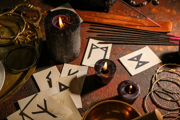 Magic Attributes Fortune Teller Table — Stock Photo, Image