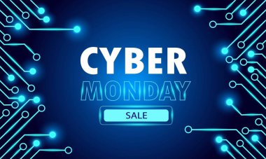 Metin CYBER Pazartesi mavi arka planda indirimli