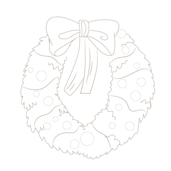 Sketch Beautiful Christmas Wreath White Background — Stock Vector