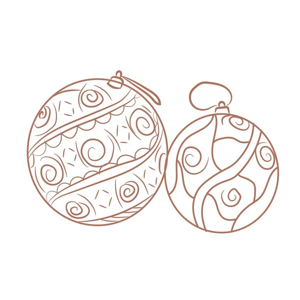 白い背景に美しいクリスマスボールのスケッチ — ストックベクタ