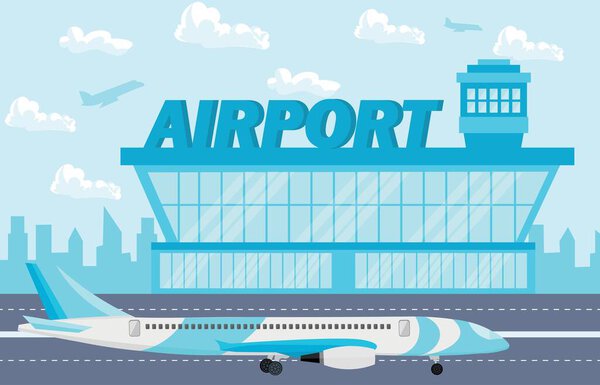 View of modern airport in city