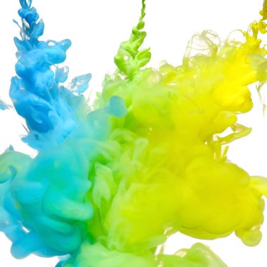 Beyaz arka planda soyut boya sıçramaları