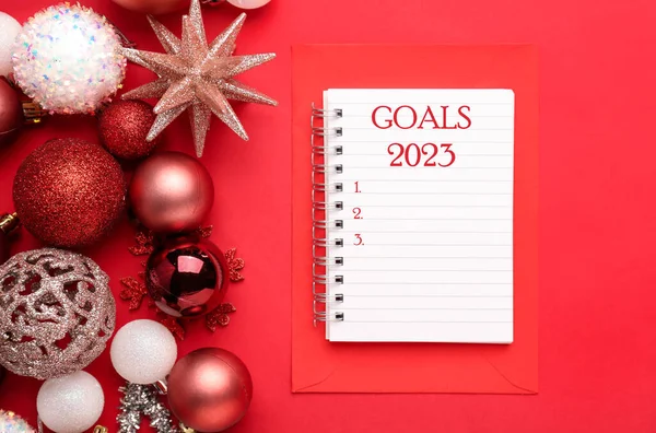 Composição Com Lista Afazeres Para Ano 2023 Decorações Natal Fundo — Fotografia de Stock