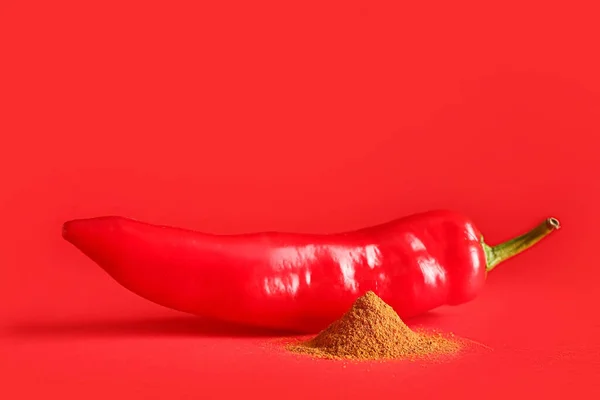 Pimienta Roja Polvo Sobre Fondo Color —  Fotos de Stock