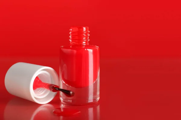 Bottle Red Nail Polish Color Background — Stock Photo, Image