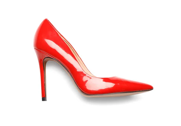 stock image Red female shoe on white background