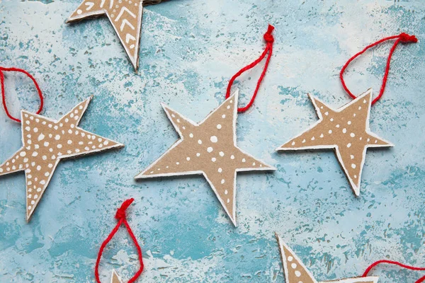 Christmas Cardboard Stars Grunge Background Closeup — Stock Photo, Image