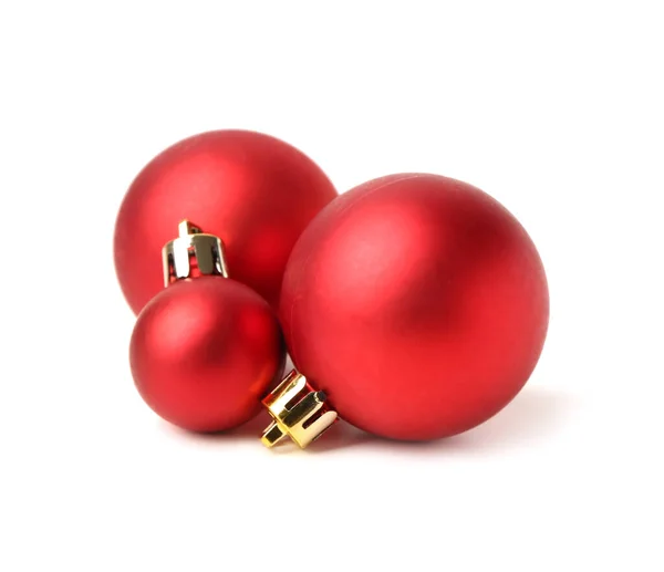 Bolas Rojas Navidad Sobre Fondo Blanco —  Fotos de Stock