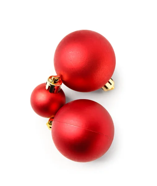 Rode Kerstballen Witte Achtergrond — Stockfoto