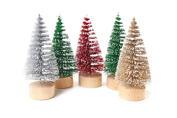 Set Alberi Natale Decorativi Sfondo Bianco — Foto Stock