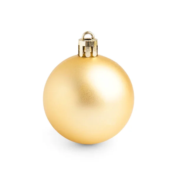 Golden Christmas Boll Isolerad Vit Bakgrund — Stockfoto