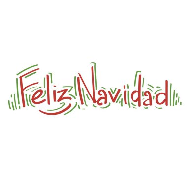 Beyaz arkaplanda FELIZ NAVIDAD (Mutlu Noeller için İspanyolca) metni