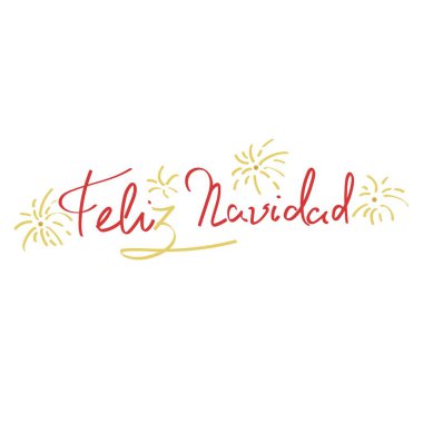 Beyaz arkaplanda FELIZ NAVIDAD (Mutlu Noeller için İspanyolca) metni