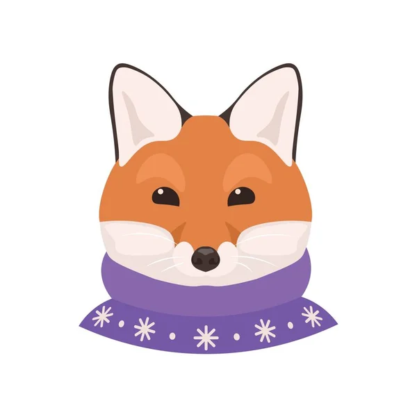 Funny Fox Warm Scarf White Background — Stock Vector