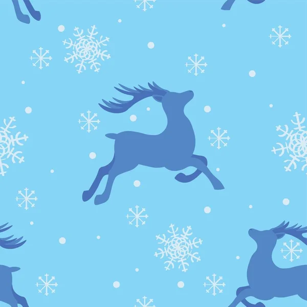 Christmas Pattern Design Reindeer Snowflakes — Stock Vector