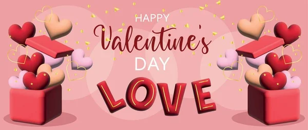 Красивые Открытки День Святого Валентина Подарочными Коробками Сердечками — стоковый вектор
