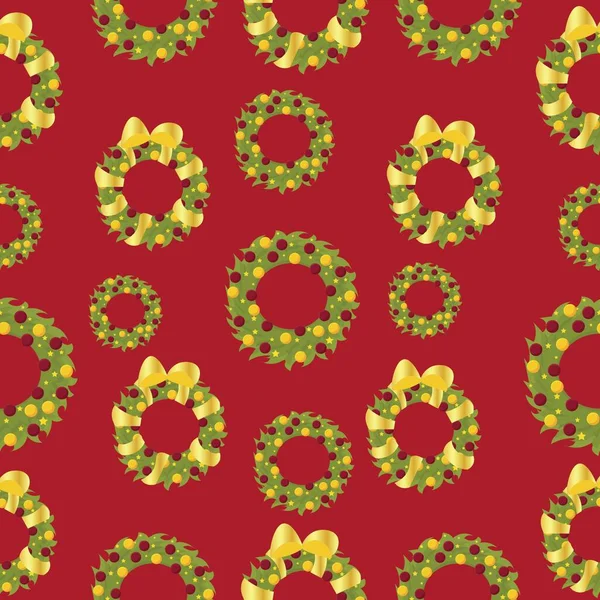 Coronas Navidad Sobre Fondo Rojo Patrón Diseño — Archivo Imágenes Vectoriales